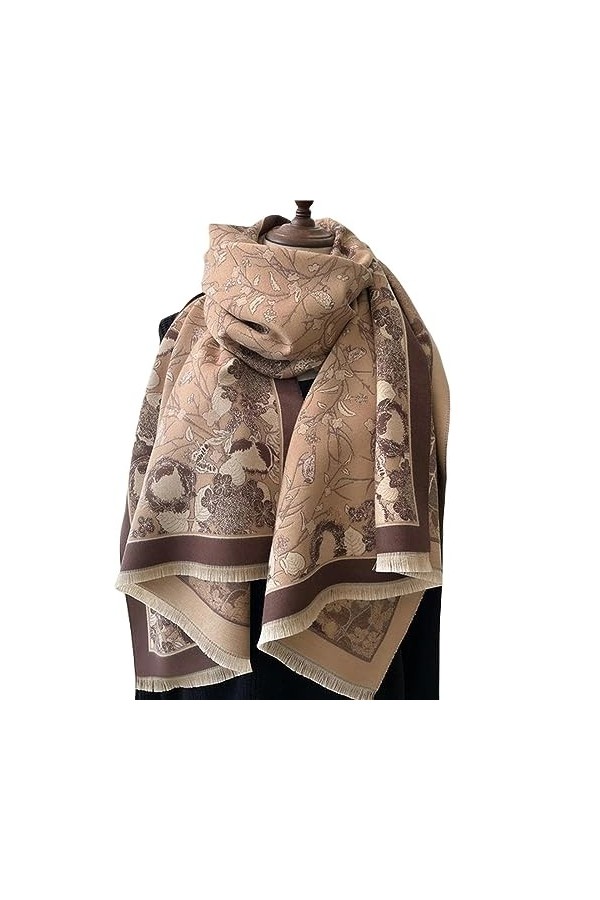 ZONTO Châle Épaisseur DHiver Cape Femmes Châle Thermique Florale Et Enveloppe Fausse Couverture Écharpe En Cachemire-Cld.-18