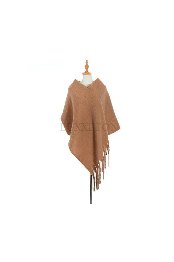 MdybF Ponchos Et Capes Femmes V - Neck Couleur Unie Plaid Tricot Pull Cape Pull avec Frange Couverture Châle pour Femmes Mant