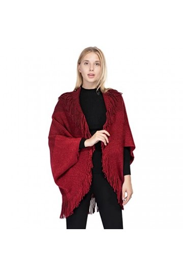 RILOOP Châle femme automne et hiver écharpe cape à franges chaudes Couleur : 3, taille : 80 * 85CM 