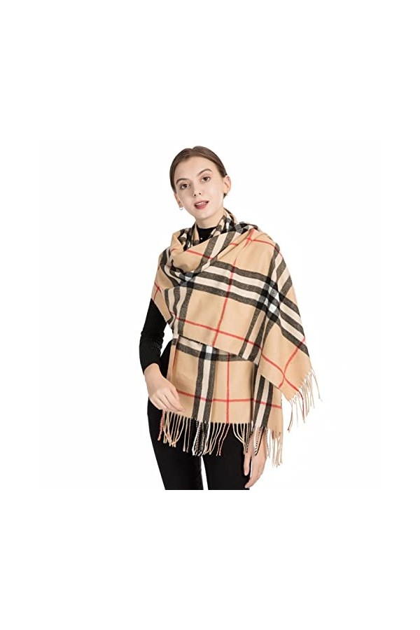 RILOOP Automne Et Hiver Plaid Femmes Écharpe Châle Écharpe À Franges Chaude À Double Usage Color : 2, Size : 75 * 27inch 