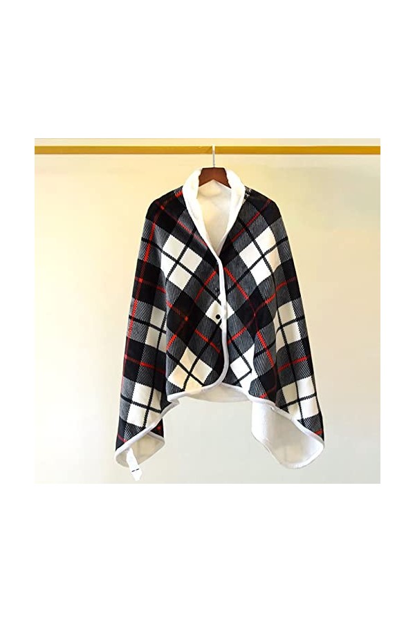 Poncho Châle Femme Écharpe Cape,Femme Chaud Poncho,Écharpe Châle à Carreaux,Idéal pour Le Bureau,la Maison,la Voiture,Une Uti