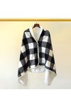 Poncho Châle Femme Écharpe Cape,Femme Chaud Poncho,Écharpe Châle à Carreaux,Idéal pour Le Bureau,la Maison,la Voiture,Une Uti