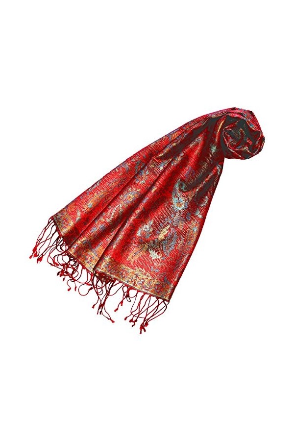 LORENZO CANA Pashmina pour la femme - écharpe de 100% soie avec les mesures de 35 x 160 cm - fait à la main – souple élégant 