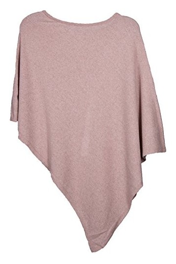 styleBREAKER Poncho Doux en Maille Fine de Couleur Unie, col Rond, Femme 08010042, Couleur:Vieux Rose-