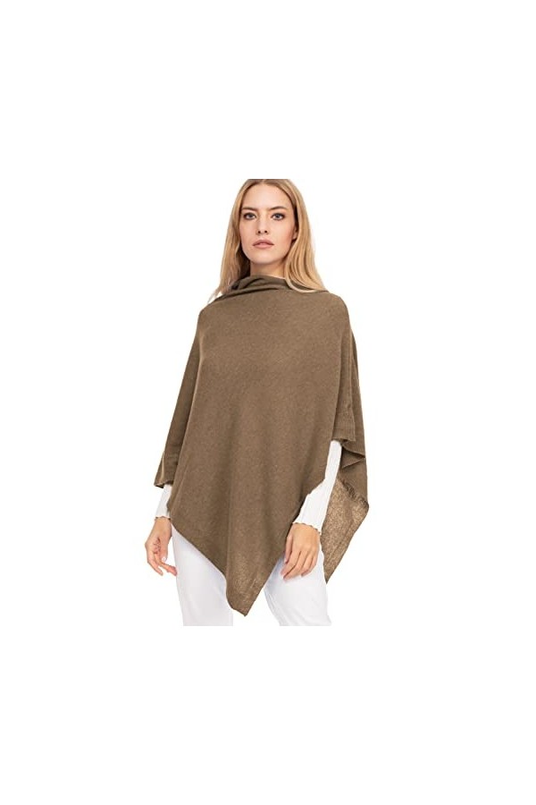 Marine Cashmere - Poncho en mélange Cachemire pour Femme, Doux Fil en Cachemire, fabriqué en Italie Gris 