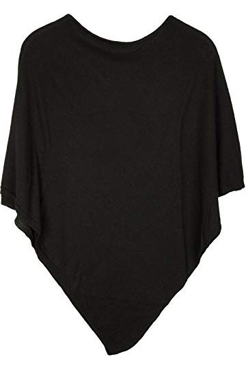 styleBREAKER Poncho Doux en Maille Fine de Couleur Unie, col Rond, Femme 08010042, Couleur:Noir