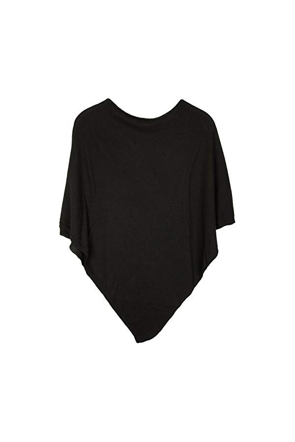 styleBREAKER Poncho Doux en Maille Fine de Couleur Unie, col Rond, Femme 08010042, Couleur:Noir
