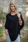 styleBREAKER Poncho Doux en Maille Fine de Couleur Unie, col Rond, Femme 08010042, Couleur:Noir