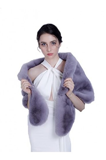 Sither Châle en fausse fourrure pour femme, couverture de mariage dhiver en fausse fourrure avec broche en strass pour robes