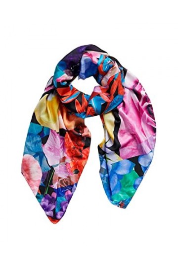 Desigual Femme Fou_carre Patch Lacroix M charpe tendance, Noir, Taille unique EU