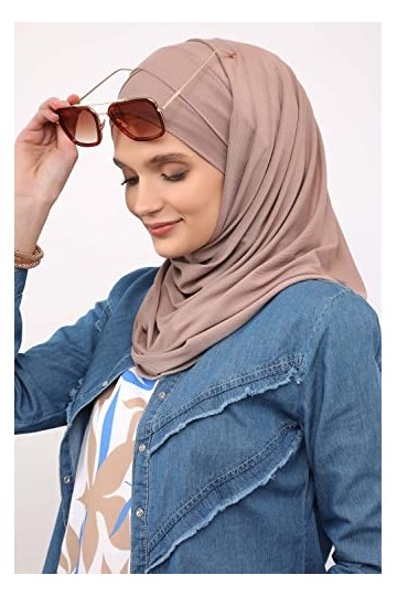 Châle en jersey pour femme en coton - marron - Taille unique