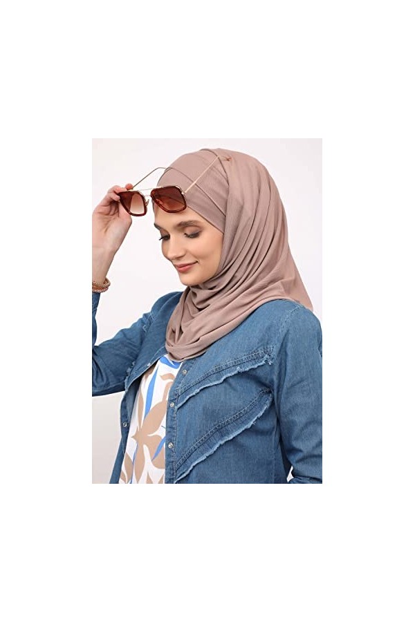 Châle en jersey pour femme en coton - marron - Taille unique