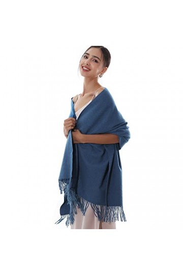 Riiqiichy - Écharpe châle en pashmina pour femme - Pour mariage, l’hiver, noir foncé, L