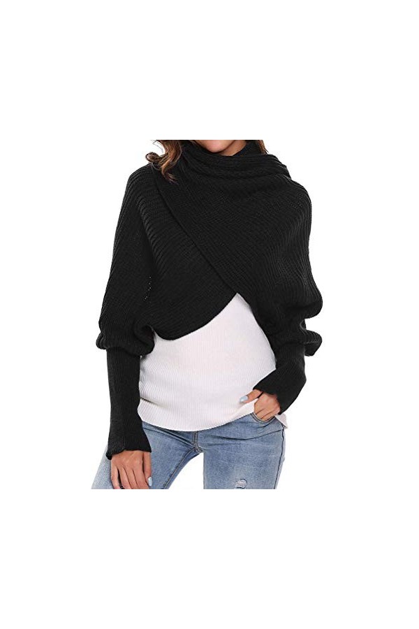 Suszian Hiver Chaud Couleur Unie Tricoté Écharpe Femmes Écharpe Cap Châle Mode dhiver Unisexe Chaud Crochet Tricoté Écharpe 