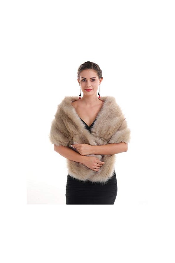 Châle en fausse fourrure pour femme - Longue robe de mariée - Col cape - Écharpe et châles pour fête de mariage - Hiver, Châl