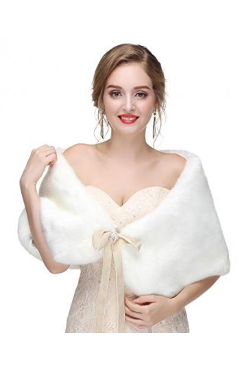 Sither Châle en fausse fourrure pour femme - Blanc - taille unique