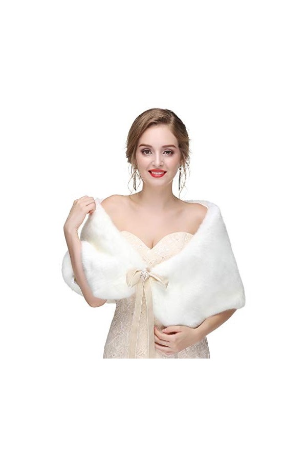 Sither Châle en fausse fourrure pour femme - Blanc - taille unique