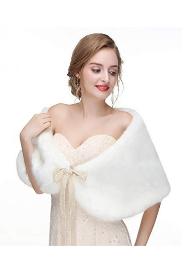 Sither Châle en fausse fourrure pour femme - Blanc - taille unique