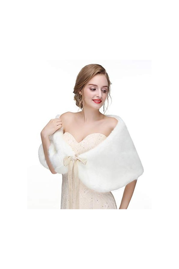 Sither Châle en fausse fourrure pour femme - Blanc - taille unique