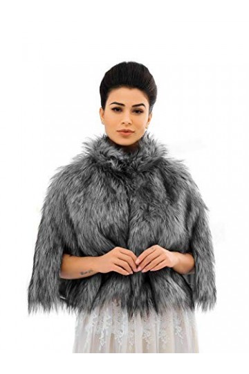 Unicra Châle en fausse fourrure sans manches pour mariée et demoiselles dhonneur Gris