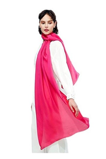 prettystern 200cm X 70cm satin crêpe bicolore 100% soie taffetas de soie tenues de soirée femmes foulard en soie rouge rose