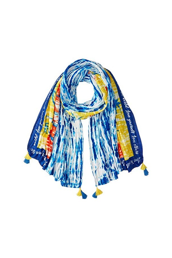 Desigual Foul_tye Hawaii Echarpe, Bleu Navy 5000 , Unique Taille Fabricant: U Femme