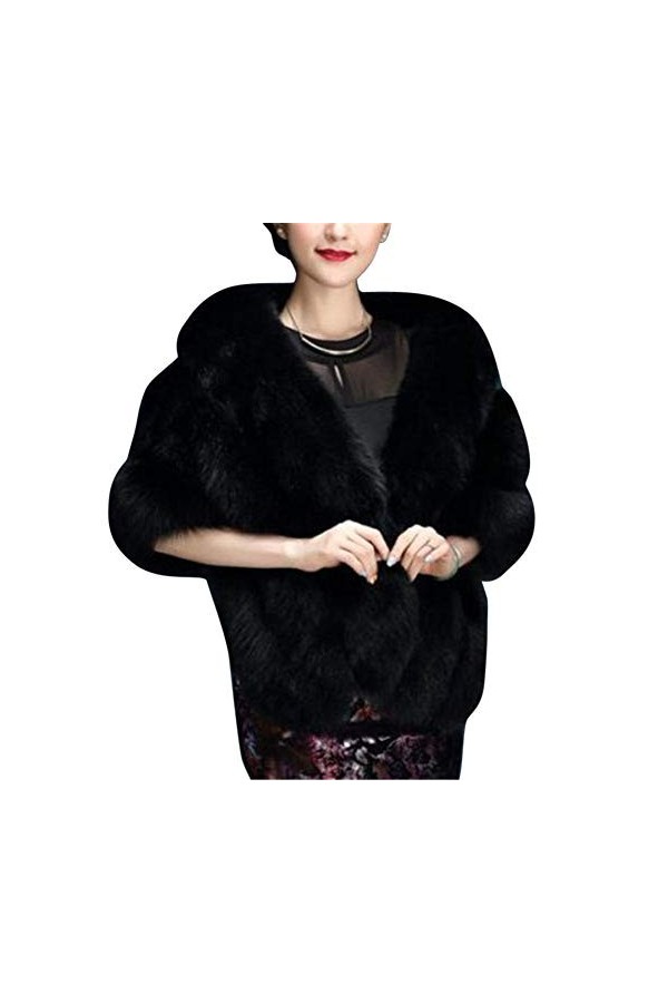 MISSMAO Femmes Faux Fourrure Châle de Soirée de Mariage Châle Écharpes Cape Manteau Cardiga Blanc