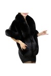 Petalum Châle en Fausse Fourrure Femme Cape Manteau Etole Elégant Chaud Mariage Soirée Hiver Noir