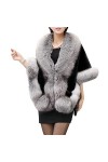Petalum Châle en Fausse Fourrure Femme Cape Manteau Etole Elégant Chaud Mariage Soirée Hiver Noir