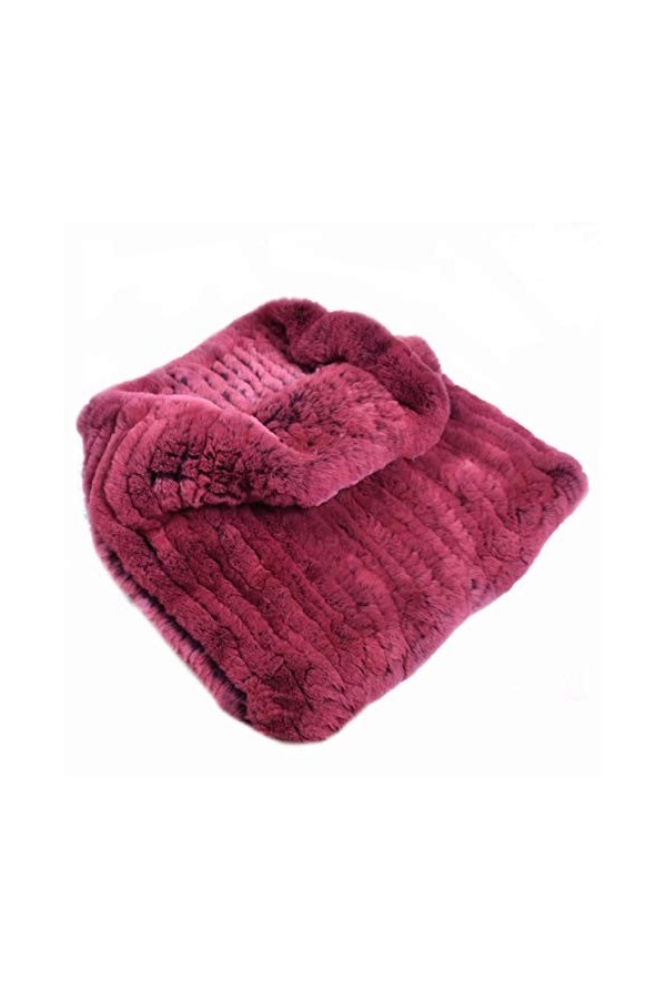 DTLDYG Femmes Vrai Fourrure Lapin Rex Châles Tissage Élastique Écharpe Hiver Chaud Noir 