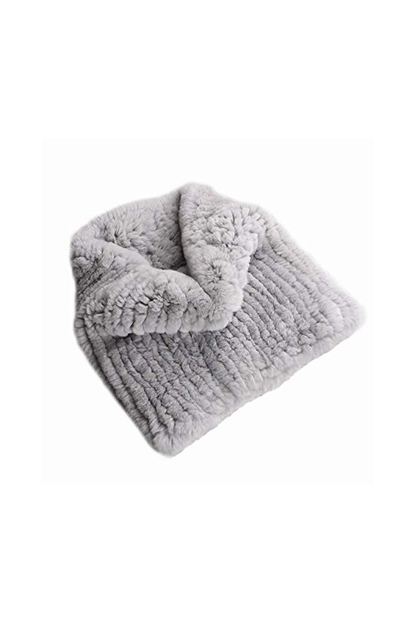 DTLDYG Femmes Vrai Fourrure Lapin Rex Châles Tissage Élastique Écharpe Hiver Chaud Noir 