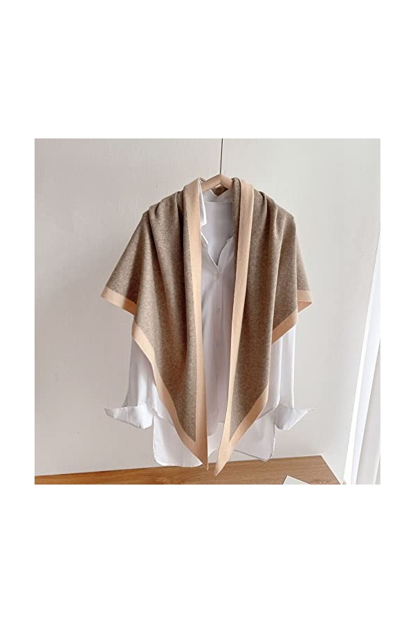 SUYGGCK Châle Femmes Polyvalentes Tricotées De Châle À Double Face-Khaki,One Size