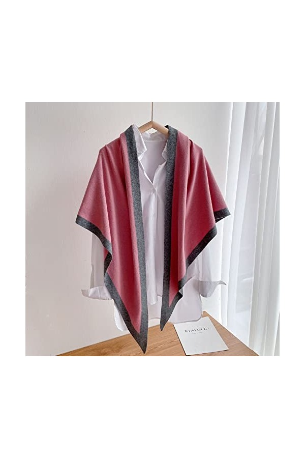 SUYGGCK Châle Femmes Polyvalentes Tricotées De Châle À Double Face-Khaki,One Size