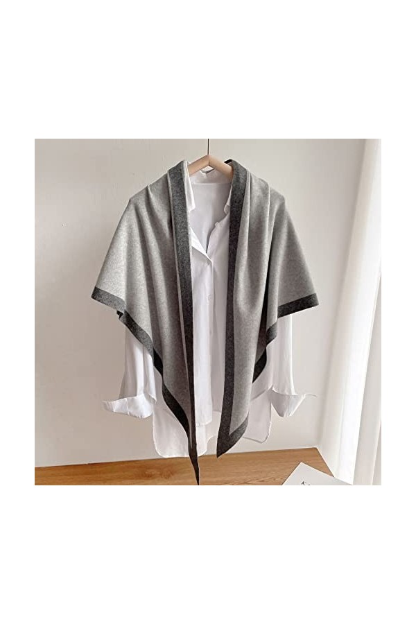 SUYGGCK Châle Femmes Polyvalentes Tricotées De Châle À Double Face-Khaki,One Size