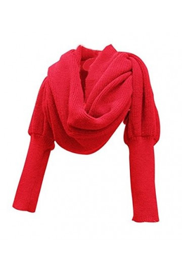 Butterme Automne Hiver Couleur Unie tricoté écharpe châle avec Manches pour Femme Filles