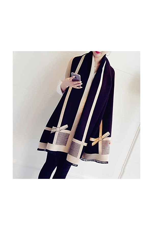 DSJSUG Écharpe Femme Mode Femme châles Main Sentiment Hiver enveloppe Fleur Tissage Hiver Hijab écharpe FA 