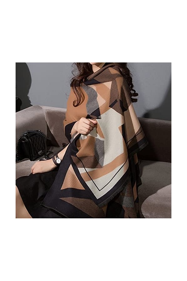 DSJSUG Écharpe Femme Mode Femme châles Main Sentiment Hiver enveloppe Fleur Tissage Hiver Hijab écharpe FA 