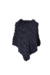 CRIIFG SWAIT Tricoté Authentique Fourrure de Lapin Poncho Pullover Châle Black 
