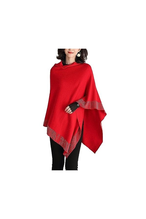 POCHY Châle de mode pour femmes brillantes, châle en laine pour femmes, cape de chandail enveloppant de poncho tricoté polyva