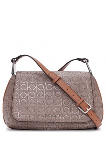 Calvin Klein Charlie Flap Crossbody Femme, Amande/Taupe/Caramel, Taille Unique
