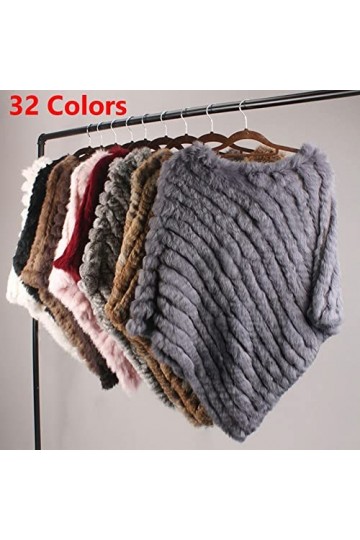 AiYoHi Véritable Fourrure De Lapin Tricoté Poncho Gilet Mode Wrap Manteau Châle Dame Écharpe Naturelle Fête Mariage En Gros C