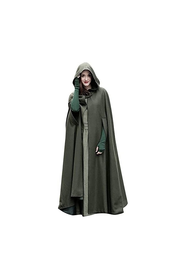 Femmes Laine Mélange À Capuche Cape Cape Adulte Doublée Capuche Ouverte Longue Cape Mode Solide Couleur Split Longue Cape Cap