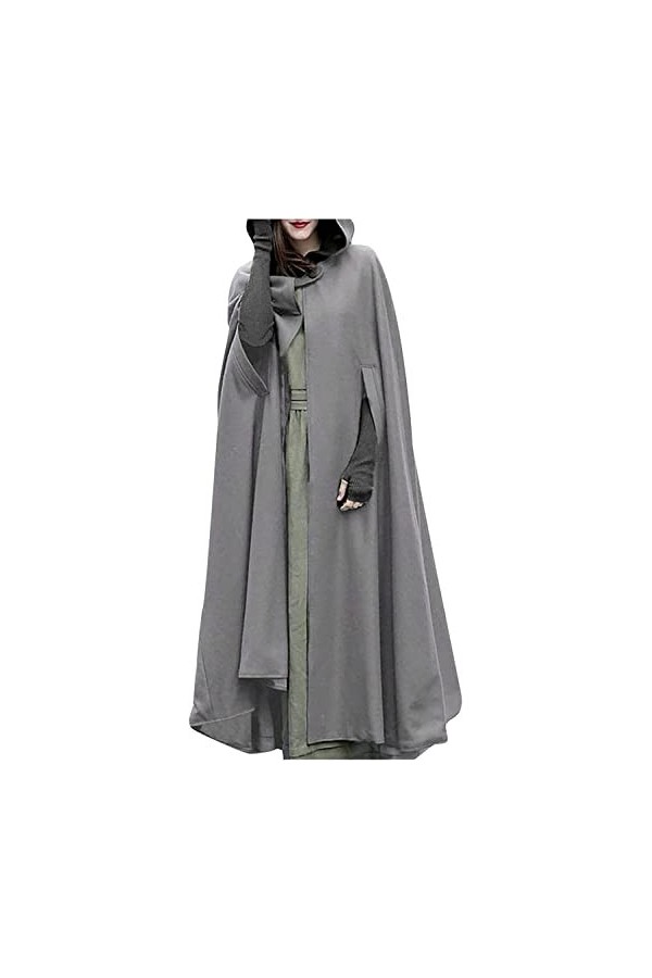 Femmes Laine Mélange À Capuche Cape Cape Adulte Doublée Capuche Ouverte Longue Cape Mode Solide Couleur Split Longue Cape Cap