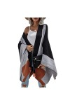 Cocoarm Femme Châle Mi-Longueur Wrap Poncho Châle Manches Longues Tricoté Cardigan Cape Automne Hiver Surdimensionné Pull Déc