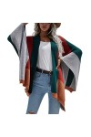 Cocoarm Femme Châle Mi-Longueur Wrap Poncho Châle Manches Longues Tricoté Cardigan Cape Automne Hiver Surdimensionné Pull Déc