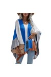 Cocoarm Femme Châle Mi-Longueur Wrap Poncho Châle Manches Longues Tricoté Cardigan Cape Automne Hiver Surdimensionné Pull Déc