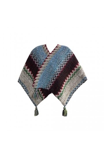 SUYGGCK Châle Femmes Rétro De Style Ethnique Châle Automne Et Hiver Chaud Creux De Cape-Light Blue,125 * 105 Cm