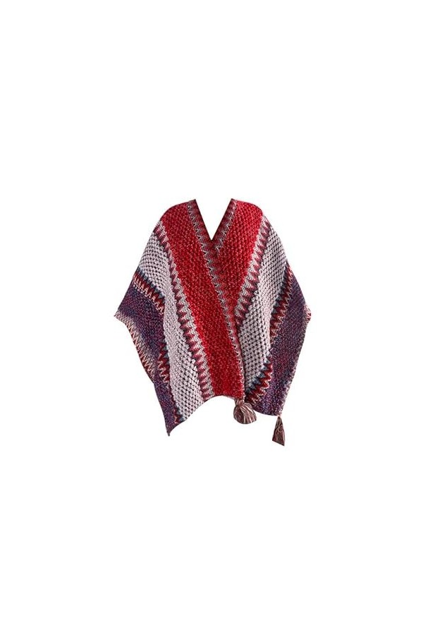 SUYGGCK Châle Femmes Rétro De Style Ethnique Châle Automne Et Hiver Chaud Creux De Cape-Light Blue,125 * 105 Cm