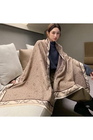 SUYGGCK Châle Femmes Primps Géométriques Polyvalents Épaissis À Double Face Écharpe Châle Surdimensionnée-B,One Size