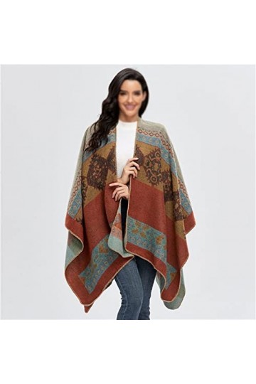 Hong Yi Fei-Shop Foulards Vintage Vintage Poncho Cape Hiver Ponchos et Capes Chauds for Femmes châles surdimensionnées envelo